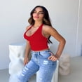 thumbnail image 6 of ‌LYMAYTER Women Halter Tank Summer Deep V Neck Crop Vest Solid Color Backless Slim Tank Tops XS-L, 6 of 10