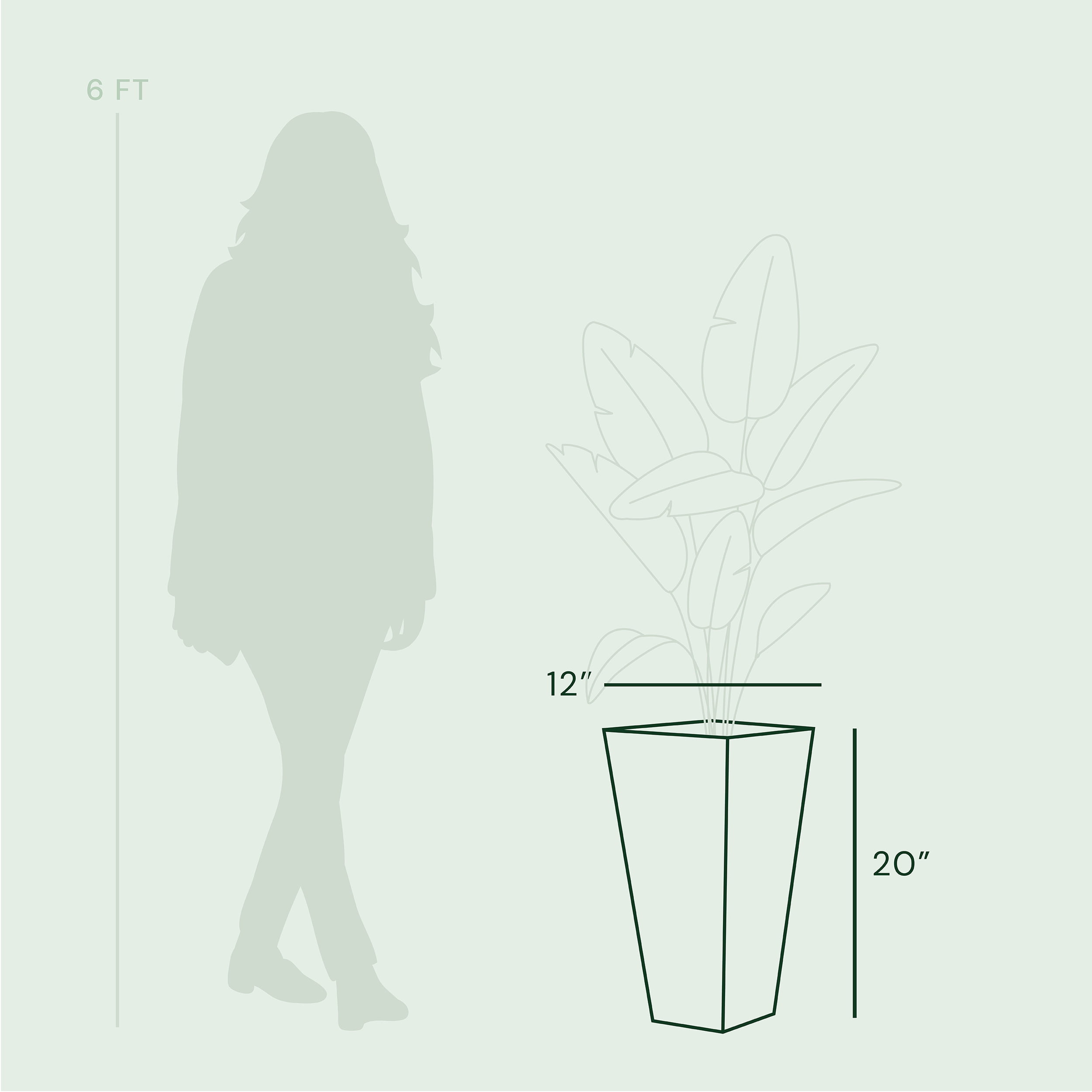 Bloem 20-in Tall Finley Tapered Square Planter 2-Pack - Black - Matte Textured Finish, 100% Recycled Plastic Vertical Pot, for Indoor and Outdoor Use