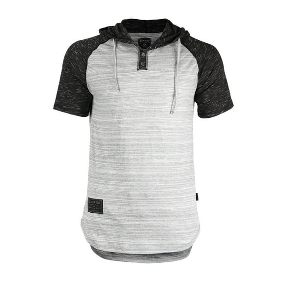 ZIMEGO Mens Short Sleeve Hoodie - Thin Color Block Raglan Henley T Shirt