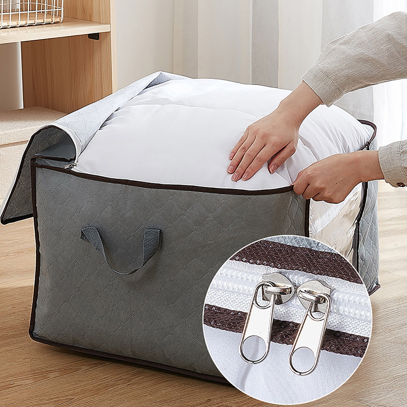 Jumbo Zippered Blanket Storage Comforter Storage Bag for Closet King Comforter, pillow, quilt, bedding, Clothes, Blanket Organizers with Large Clear Window very Durable