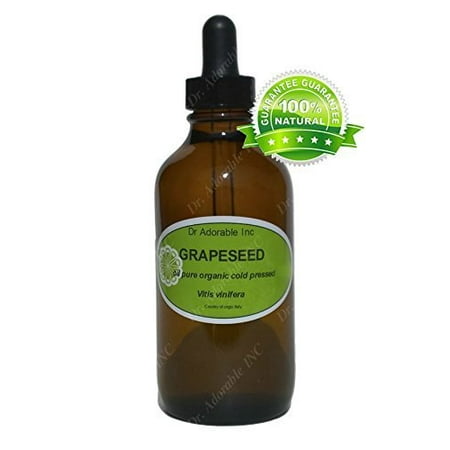 Dr. Adorable - 100% Pure Grapeseed Oil Organic Cold Pressed Natural Hair Skin - 4 oz with glass