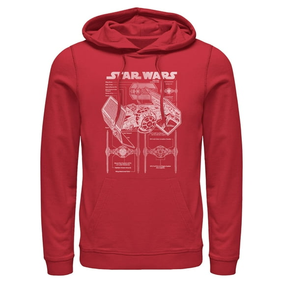 Mens Star Wars TIE Fighter Schematic Lightweight Hoodie