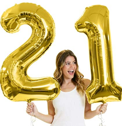 gold metallic number balloons
