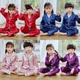 thumbnail image 2 of Conjunto de pijamas para niños Niños Niños Otoño e invierno Simulación Seda Hielo SilkThin Manga corta Niñas Bebé Medio Dibujos animados Sleepwear8 95-105cm zhangmengya CONDUJO, 2 of 2