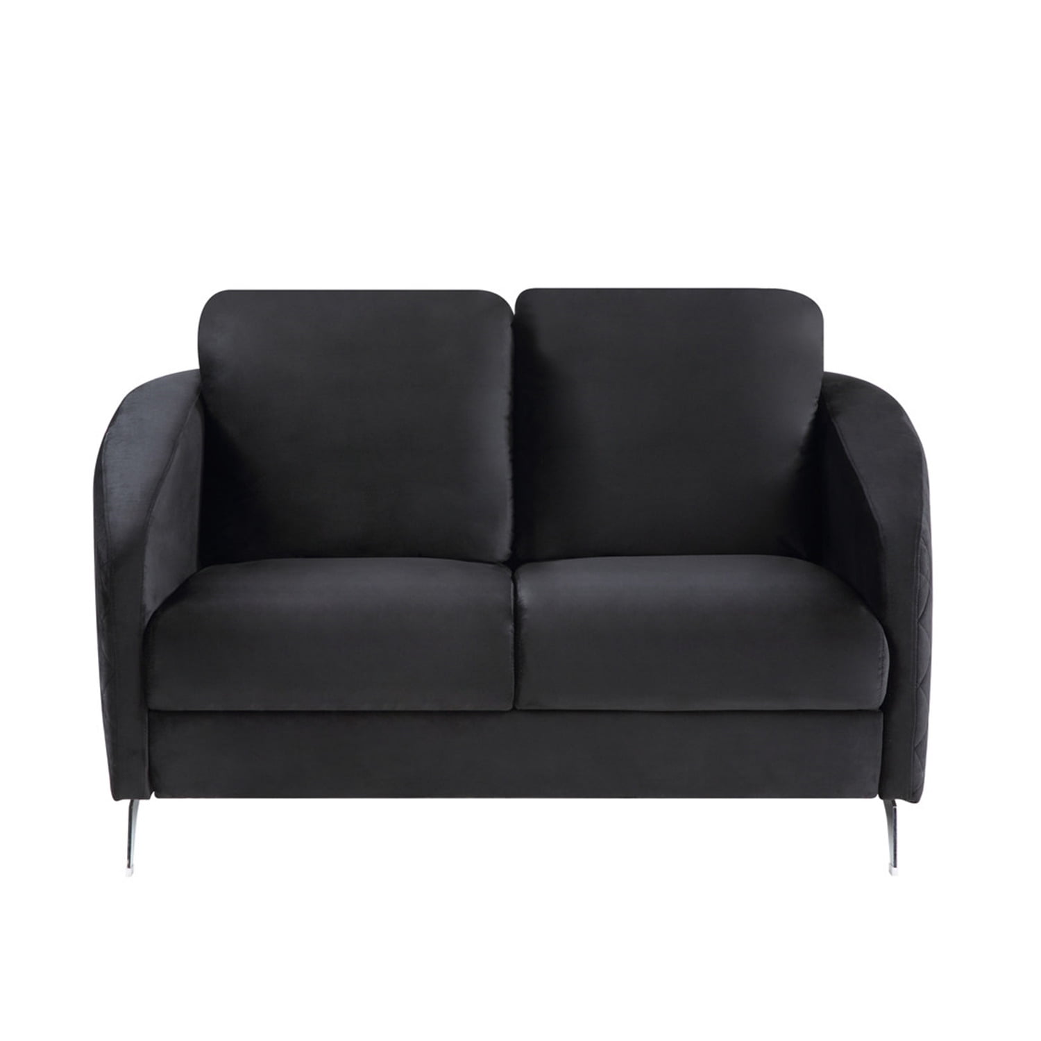 Sofia Black Velvet Elegant Modern Chic Loveseat Couch