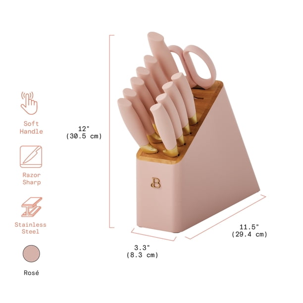 Beautiful 12 Piece Stainless Steel Knife Knife Set Block Soft Grip