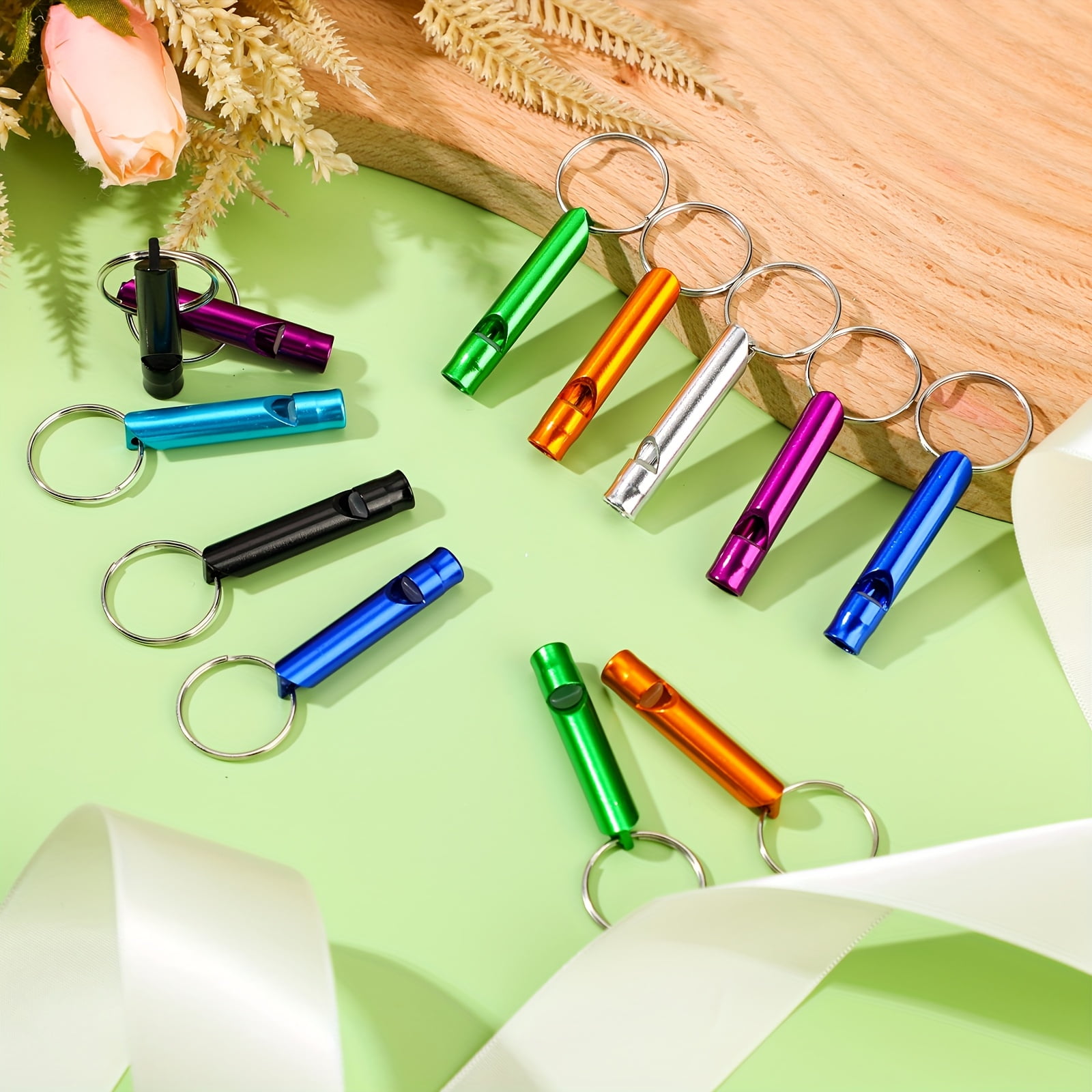 200 Pcs Emergency Whistles with Keychain, Aluminum Alloy Loud Safety Survival Whistle Bulk Set, Waterproof Signal Whistle for Hiking Camping Travel Team Training Outdoor Activities