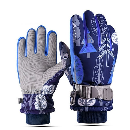 

Mid-Ten 1 Pair Boys Girls Kids Windproof Waterproof Winter Flower Forest Animals Snow Ski Warm Gloves - Fits Childrens Childs Youth Toddlers For Cold Weather Xmas Christmas Gift