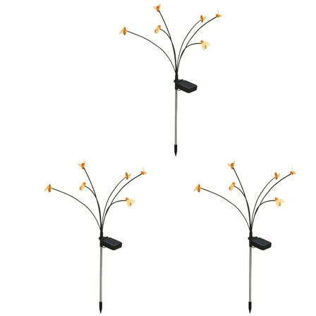 Set of 3 Solar-Powered Floor Lamps with Bee Design, Energy-Efficient Poster Style Lighting