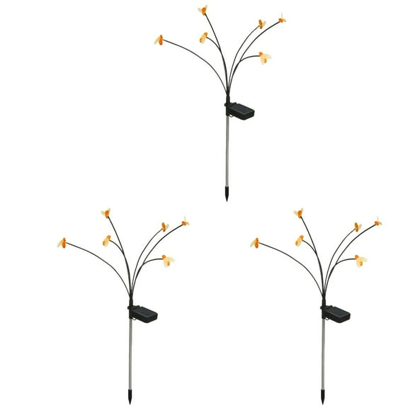 Set of 3 Solar-Powered Floor Lamps with Bee Design, Energy-Efficient Poster Style Lighting