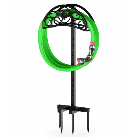 Garden Hose Holder Holds 150 ft Hose, Freestanding Heavy Duty Detachable hose reel for Yard & Farm (Black)
