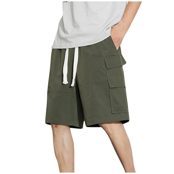 Turilly Men's Summer Shorts Elastic Waist ShortsSide Pocket Casual Drawstring Shorts L