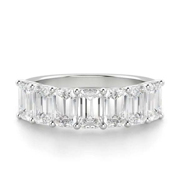 7.50 CTW Emerald Cut 7 Stone Wedding Ring 925 Silver