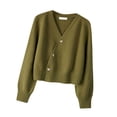 thumbnail image 2 of Suéter tipo cárdigan Yinane para mujer abrigo de otoño e invierno cuello en V estilo vintage, 2 of 8