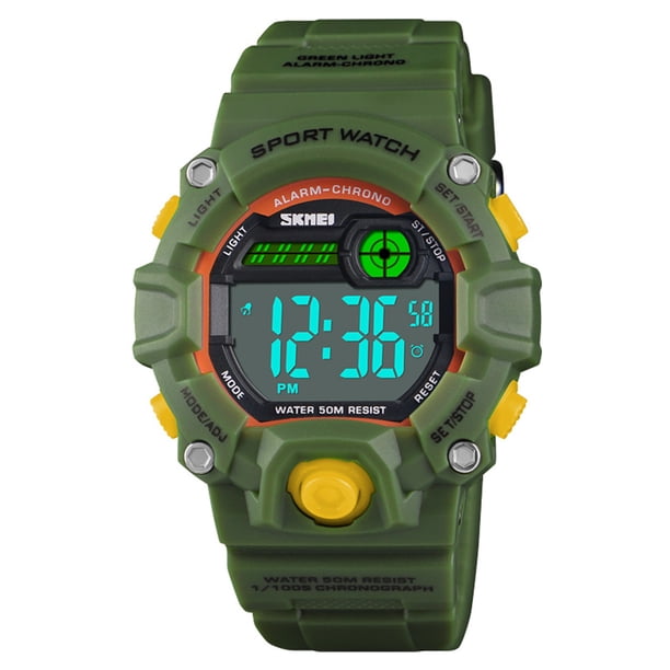 Reloj de alarma impermeable para niños Cronómetro con retroiluminación LED Reloj de pulsera con pantalla digital de estilo deportivo para niños con esfera redonda Inevent EL4554-04