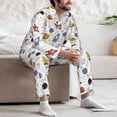 thumbnail image 7 of Naloa Rocket Planets Men’s Pajamas Set - Long Sleeve Button Down Sleep Shirt and Pajama Bottoms Sleepwear Set-Large, 7 of 7