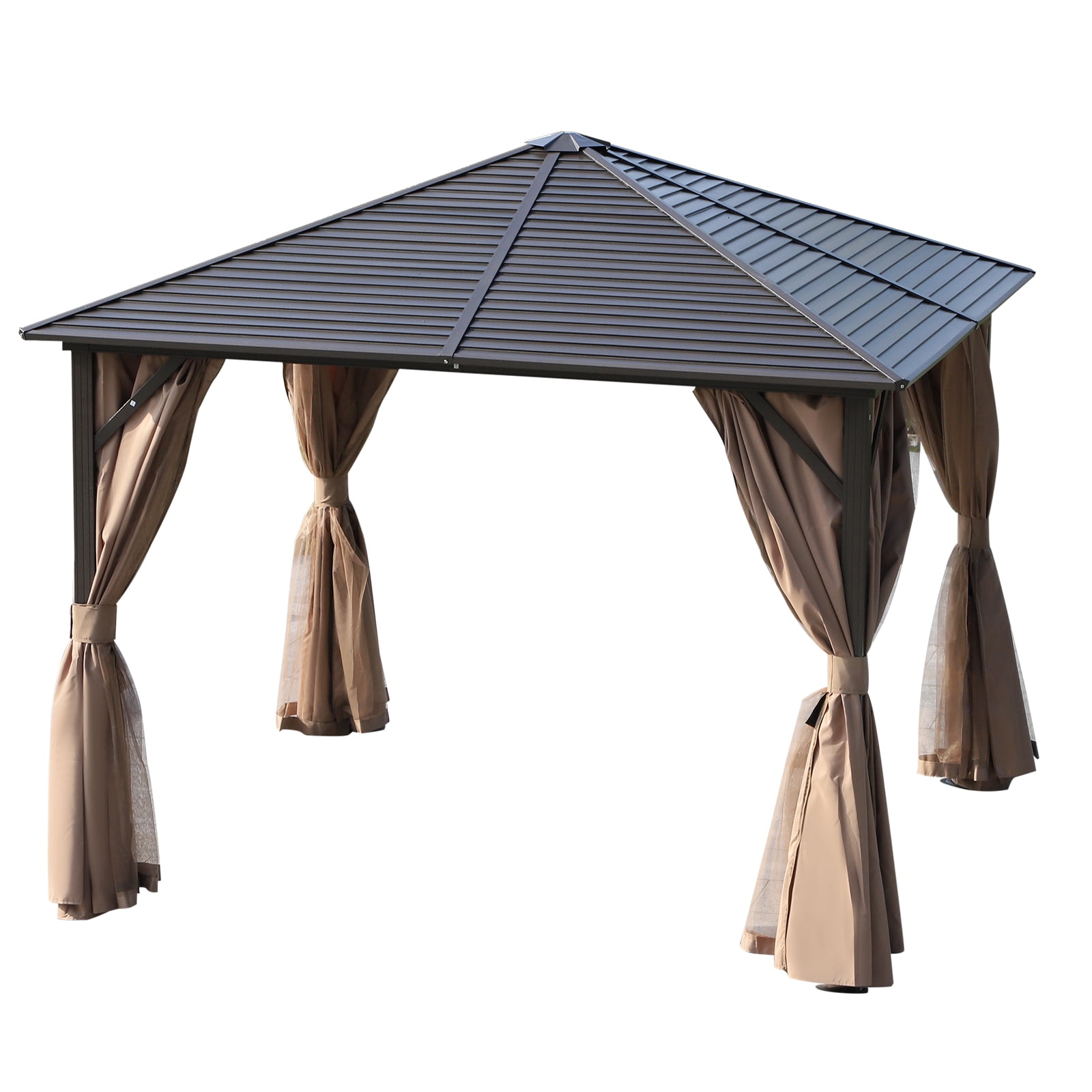 Outsunny 10' x 10' Steel Hardtop Gazebo Garden Sun Shelter with