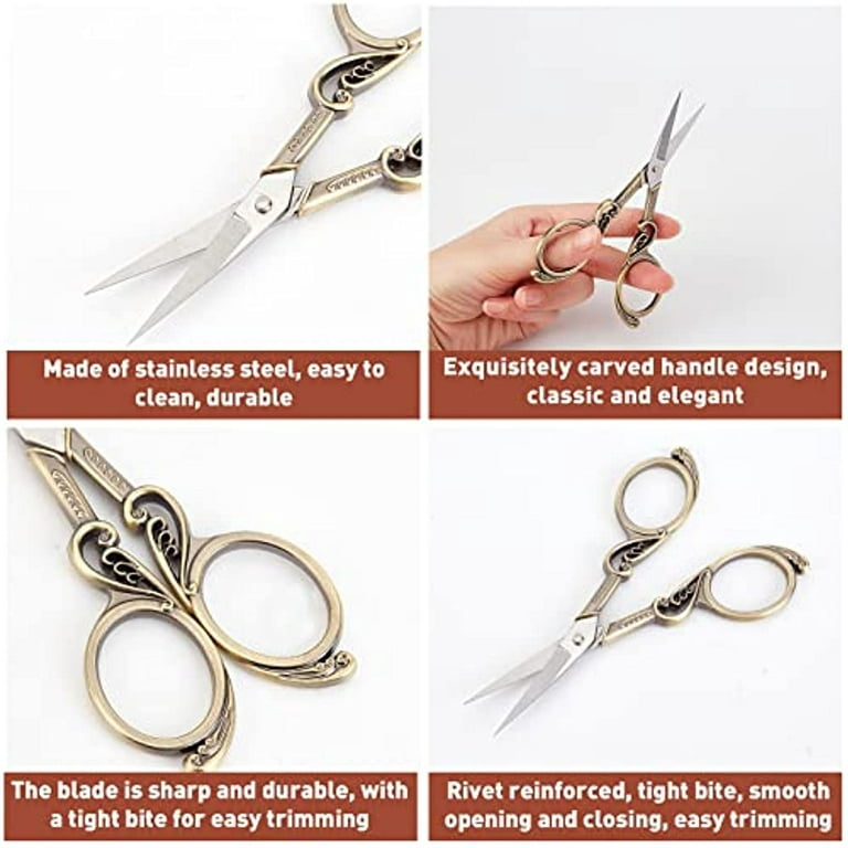 SUNNYCLUE 4.3Inch Embroidery Sewing Scissors Small Precision Detail Alloy  Scissors Vintage Shears Sharp Cutter & Leather Scissors Tool Holsters for