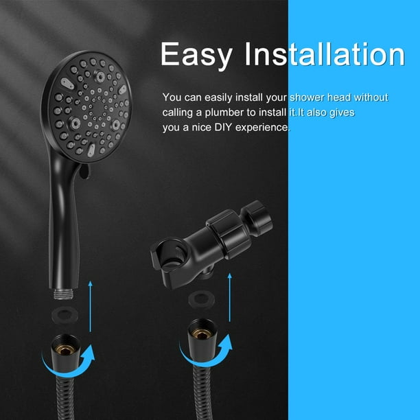 Pomme De Douche à Main Haute Pression, Pommeau De Douche 10 Réglages, Pommeau De Douche Amovible De 11,9 Cm Avec Tuyau De 1,5 M, Support Réglable Et Nettoyeur électrique Intégré Pour Nettoyer