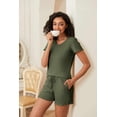 thumbnail image 3 of EKOUAER 2 Piece Lounge Set Ribbed Knit Loungewear Sleeveless Tank Plus Sizes Sleepwear Short Set, 3 of 6