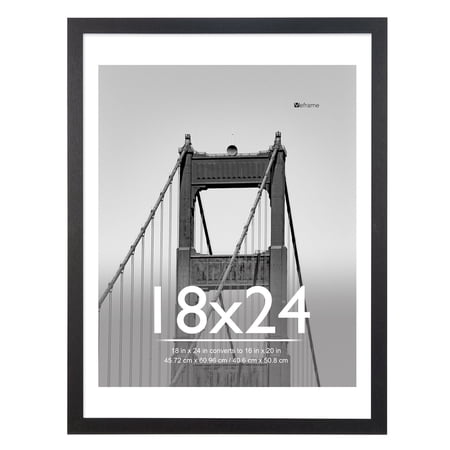 meframe 18x24 wooden picture frame  matted to 16x20 wall poster frame  black