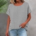 thumbnail image 5 of Aezemi Loose Striped Shirts Womens Tunic Curved Hem Lightweight Beach Vacation Casual Tops Women Summer Pullover Short Sleeve Fashion Outdoor Tees XL, 5 of 6