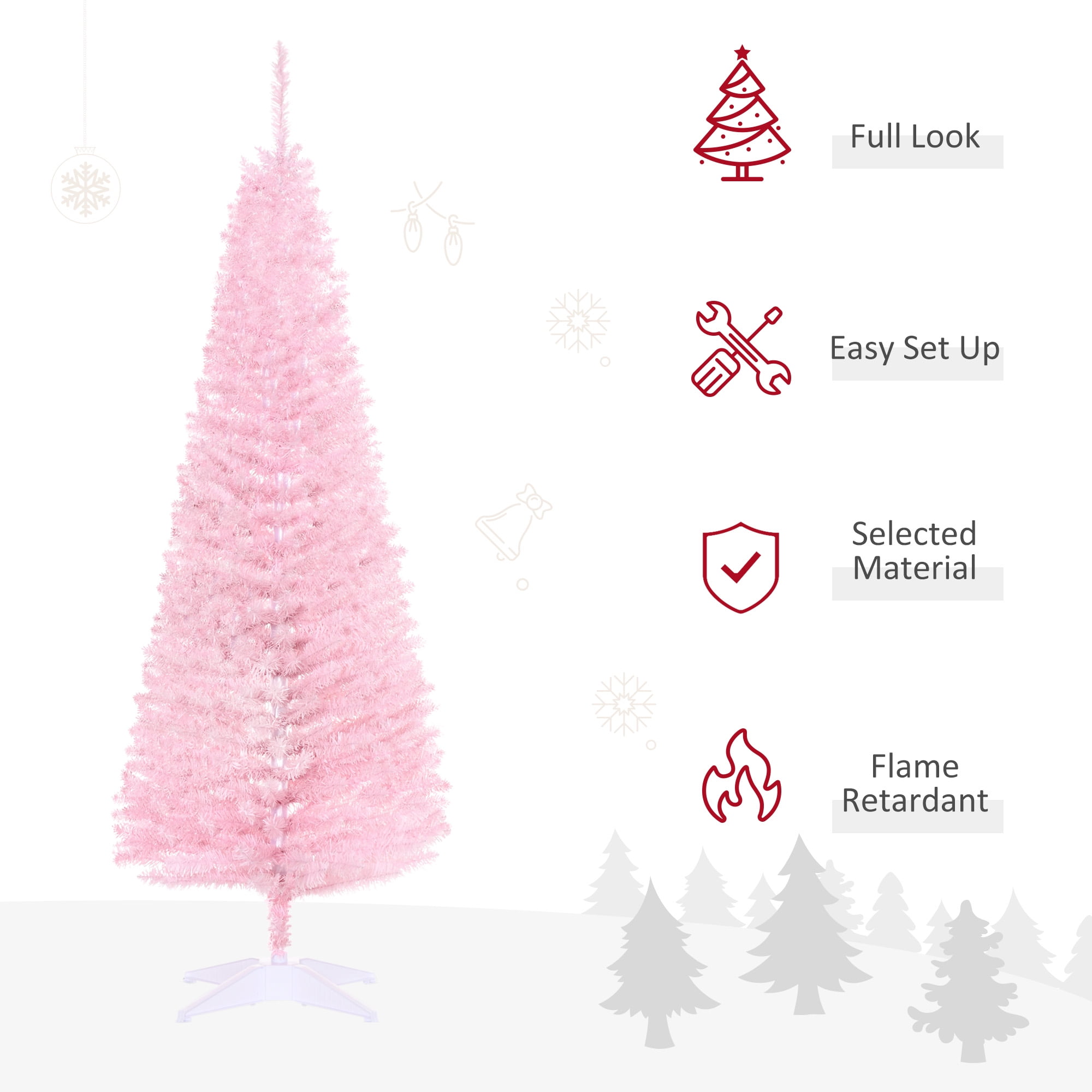 5ft Unlit Pencil Christmas Tree 294 Tips Easy Assembly Plastic Base Small Space Holiday Decor