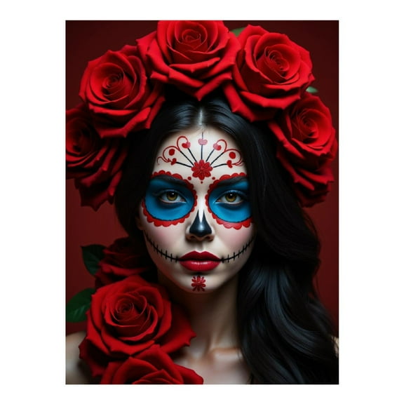 Diamond Art Kit for Adults, Day Of The Dead Rose Makeup Diamond Painting for Adults Beginners, 5D DIY Diamond Art Painting Kits, Colorful Diamond Painting Craft for Home Decor 12x16