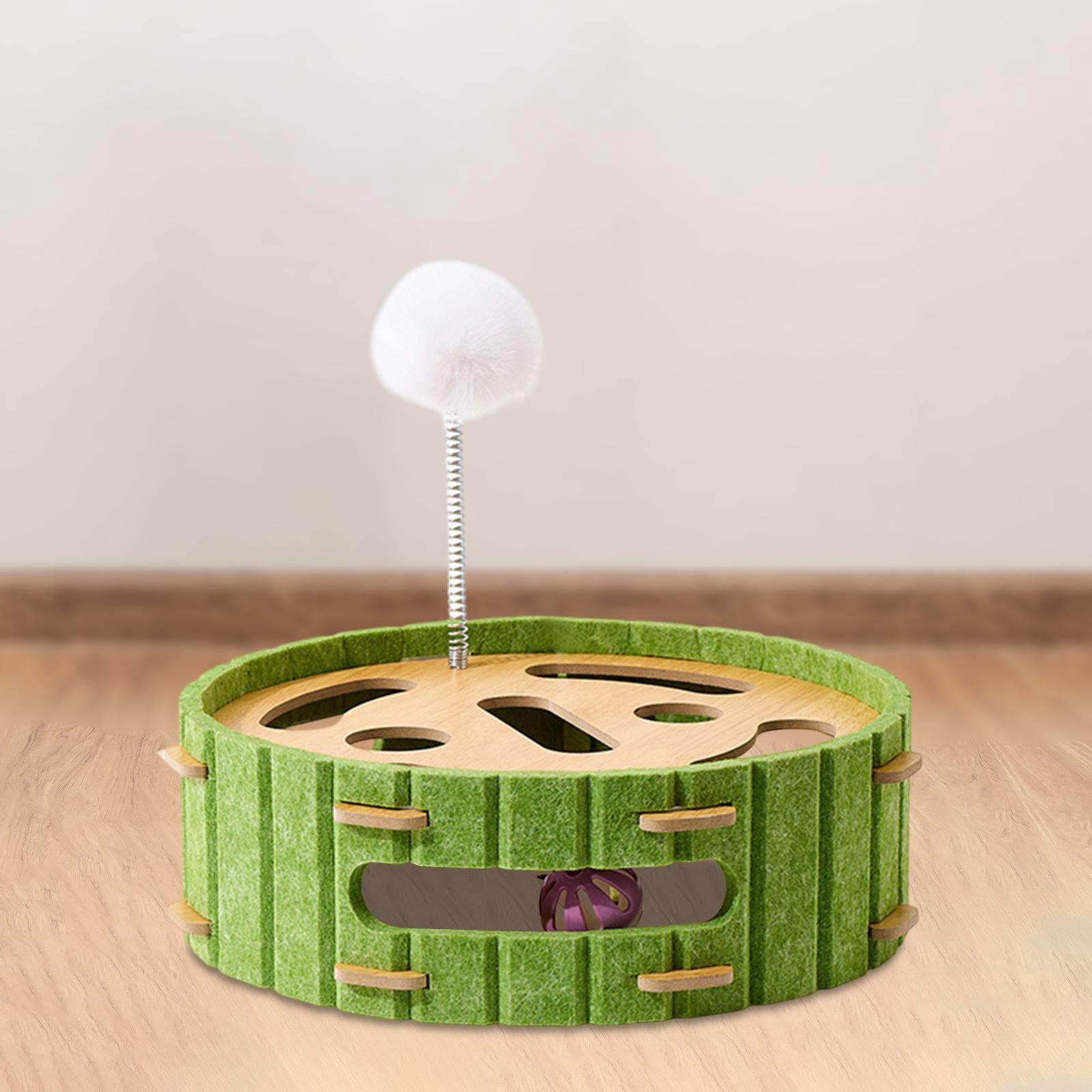Serenable Cat Scratcher Toy with Interactive Balls Cat Scratching Board Accessory Puzzles Ball Track for Training Indoor Kitten Clawing Round