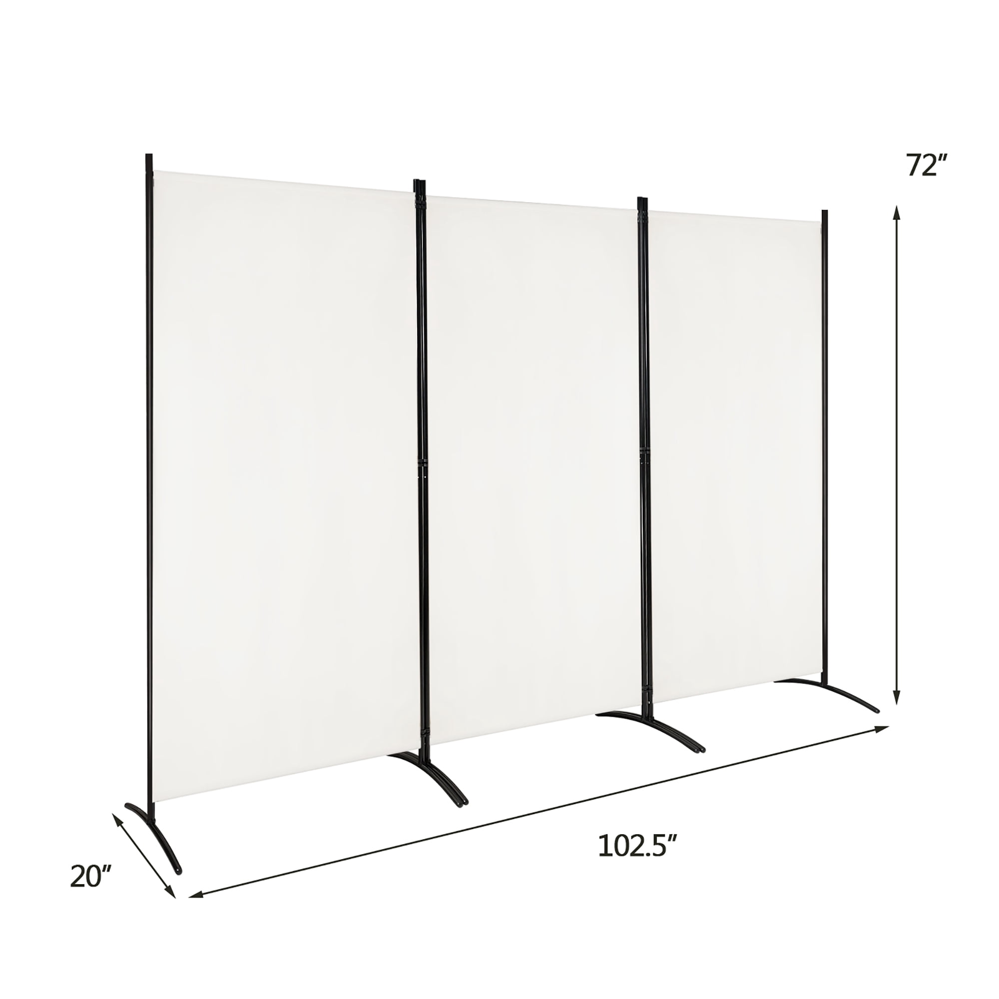 Costway 3-Panel Room Divider Folding Privacy Partition Screen for Office Room White