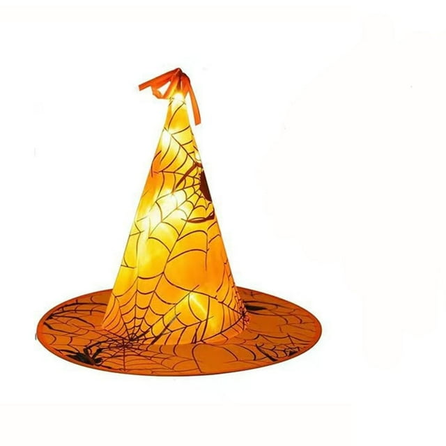 Orange Halloween Witch Hat Light String For Holiday Decor, Hanging Led Fairy Lights For Indoor Outdoor Use, Festive Party Decoration, 2 Pieces Set