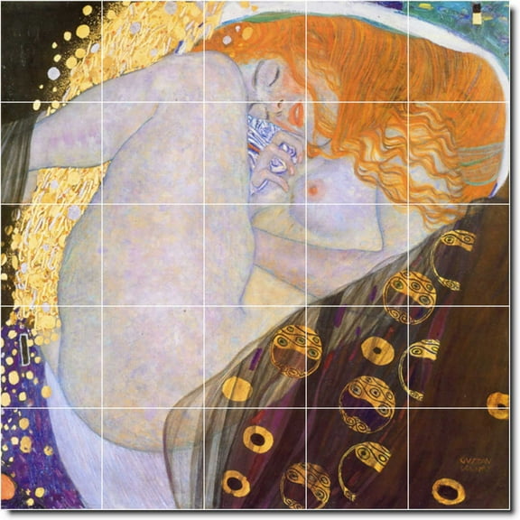 Ceramic Tile Mural-Gustave Klimt Nudes Bathroom Tile Mural 12. 21.25" w x 21.25" h using (25) 4.25 x 4.25 ceramic tiles