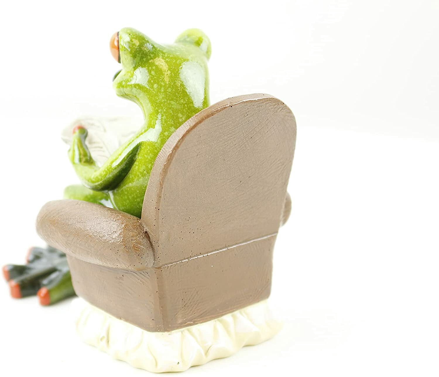 Novelty Design Grandpa Frog Reading Newspaper on Chair Shelf Display Home Decor. G16665