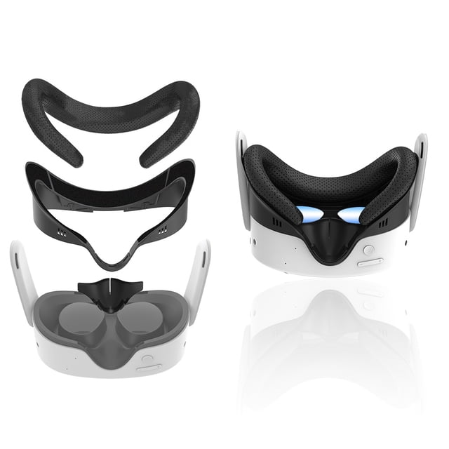 Compatible avec Meta Quest 3S - Support d'Interface Faciale 3-en-1 avec Coussin en Mousse PU et Ensemble de Plaquettes Nasales en Silicone pour Accessoires de Casque VR