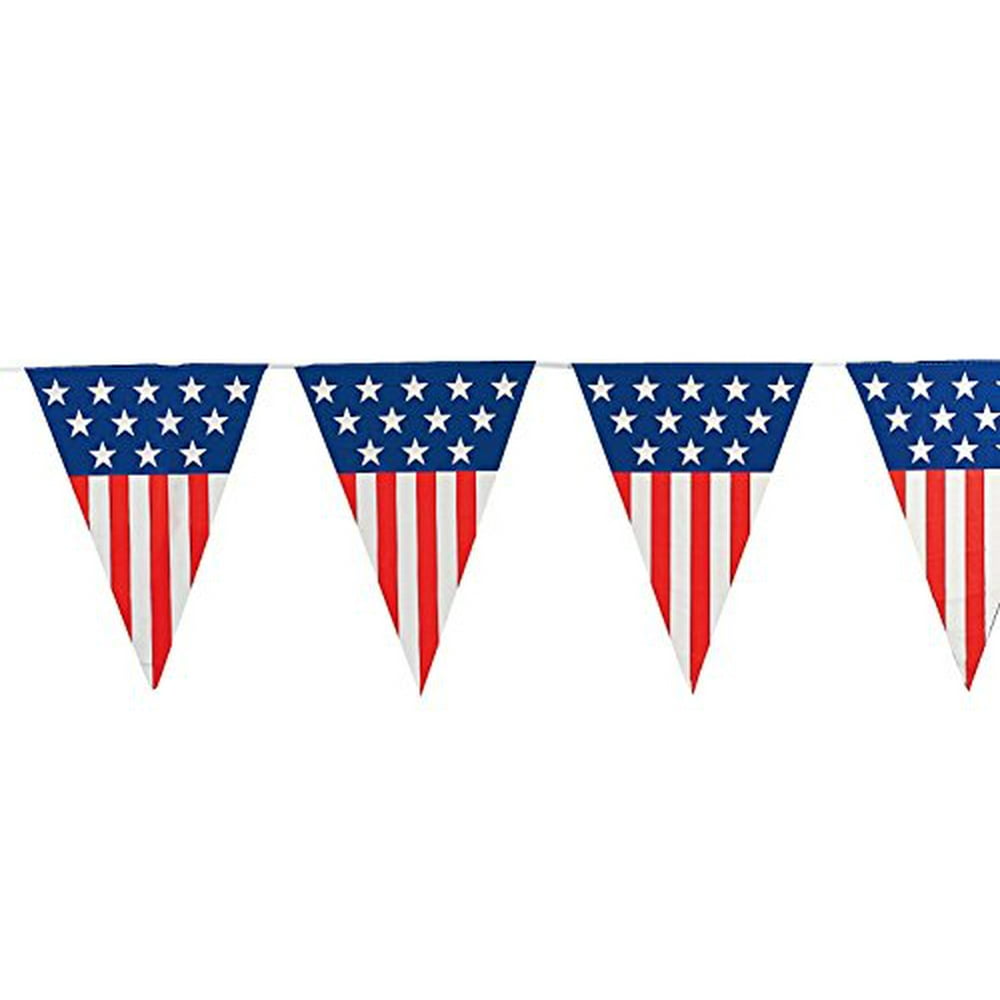 Large Patriotic Pennant Banner (24Ft) Party Decor 1 Piece Walmart