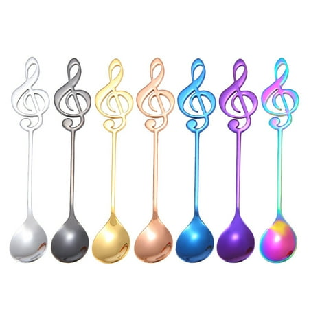 

SPRING PARK Music Note Spoons Creative Cute Teaspoons Stainless Steel Staff Musical Notation Shaped Coffee Spoons Cute Kitchen Utensil Spoon for Coffee Sugar Dessert Cake Ice Cream