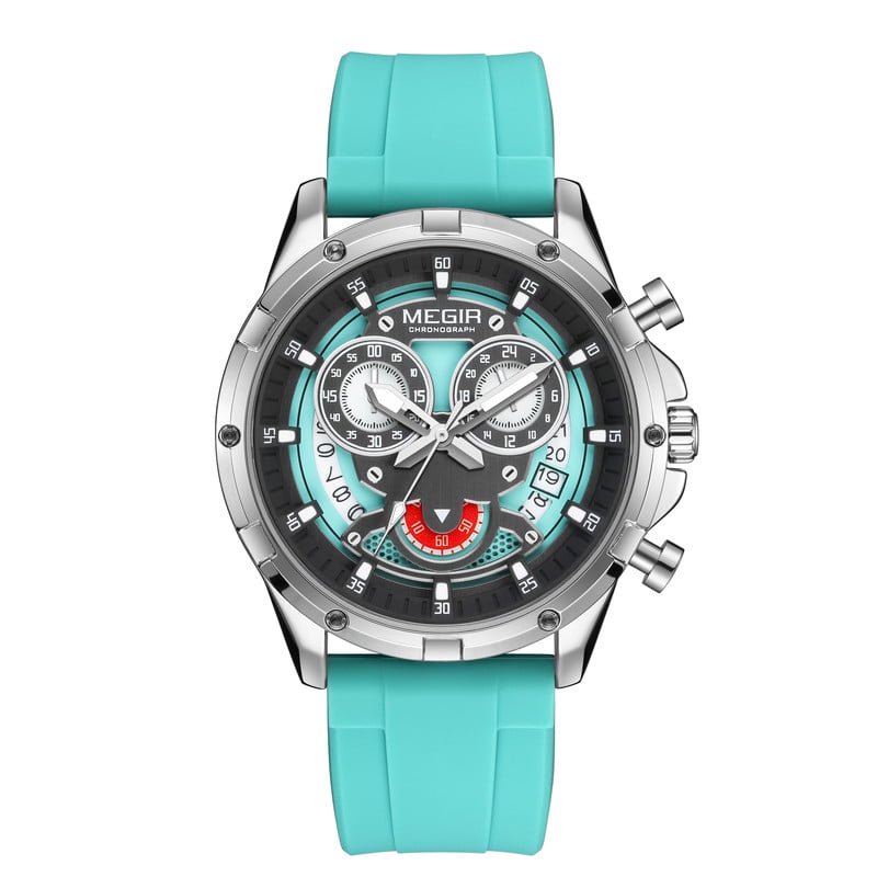 MEGIR Stylish Sport Men Watch Multi-function Chronograph Waterproof Luminous Quartz Wristwatch Clock
