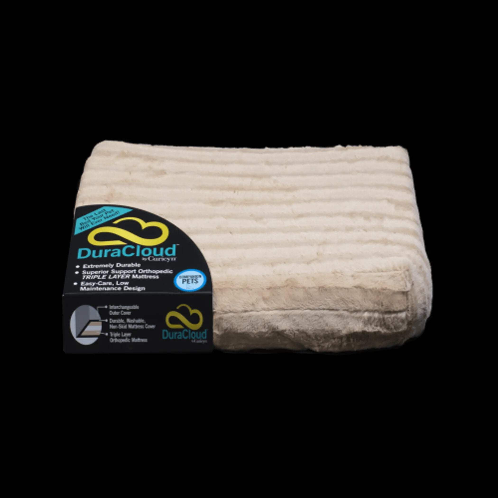 DuraCloud Pet Bed with Solid Stripe Contour Cover, Large