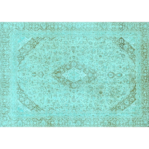 Ahgly Company Indoor Rectangle Abstract Light Blue Modern Area Rugs, 5' x 7'