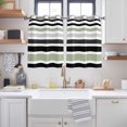 thumbnail image 2 of Sage Green Black Stripe Kitchen Curtains Short 45 Inch Length, Modern Abstract Coarse Striped Grommet Top Bedroom Living Room Curtains, Light Filtering Cafe Curtain Drapes 2 Panels Set 84''x45'', 2 of 9