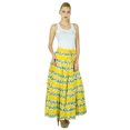 thumbnail image 3 of Bimba Long Flaired Cotton Skirt Boho Style Maxi Elastic Waist Bottoms, 3 of 6