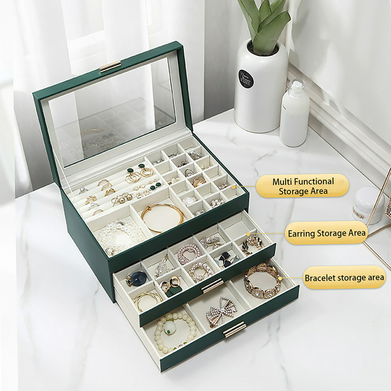 1pc Multi-compartment Jewelry Storage Box, Large Capacity Jewelry Organizer  For Rings, Necklaces, Earrings, Portable & Dustproof, Necklace Jewelry  Storage, Multi-grid Organizer Box