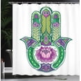 thumbnail image 4 of Ambesonne Hamsa Shower Curtain, Lotus Flower, 69"Wx84"L, Green Purple, 4 of 5