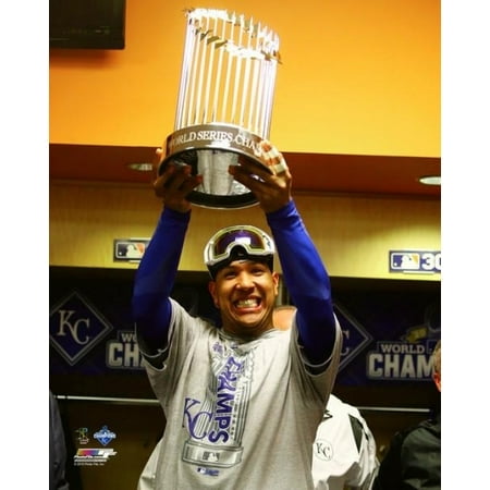 Salvador Perez with the World Series Championship Trophy Game 5 of the 2015 World Series Photo Print (16 x 20)