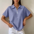 thumbnail image 5 of Otntypg Women's Quarter Zip Short Sleeve Tops Lightweight Casual Waffle Knit Collared Golf Shirts Loose Fit Dressy Textured Pullover Blouse, 5 of 8