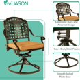 thumbnail image 3 of VIVIJASON 5-Piece Outdoor Patio Dining Set, All-Weather Cast Aluminum Conversation Set, Patio Furniture Set for Balcony Lawn Garden, Include 4 Swivel Cushioned Chairs, 1 Square Table w/Umbrella Hole, 3 of 7