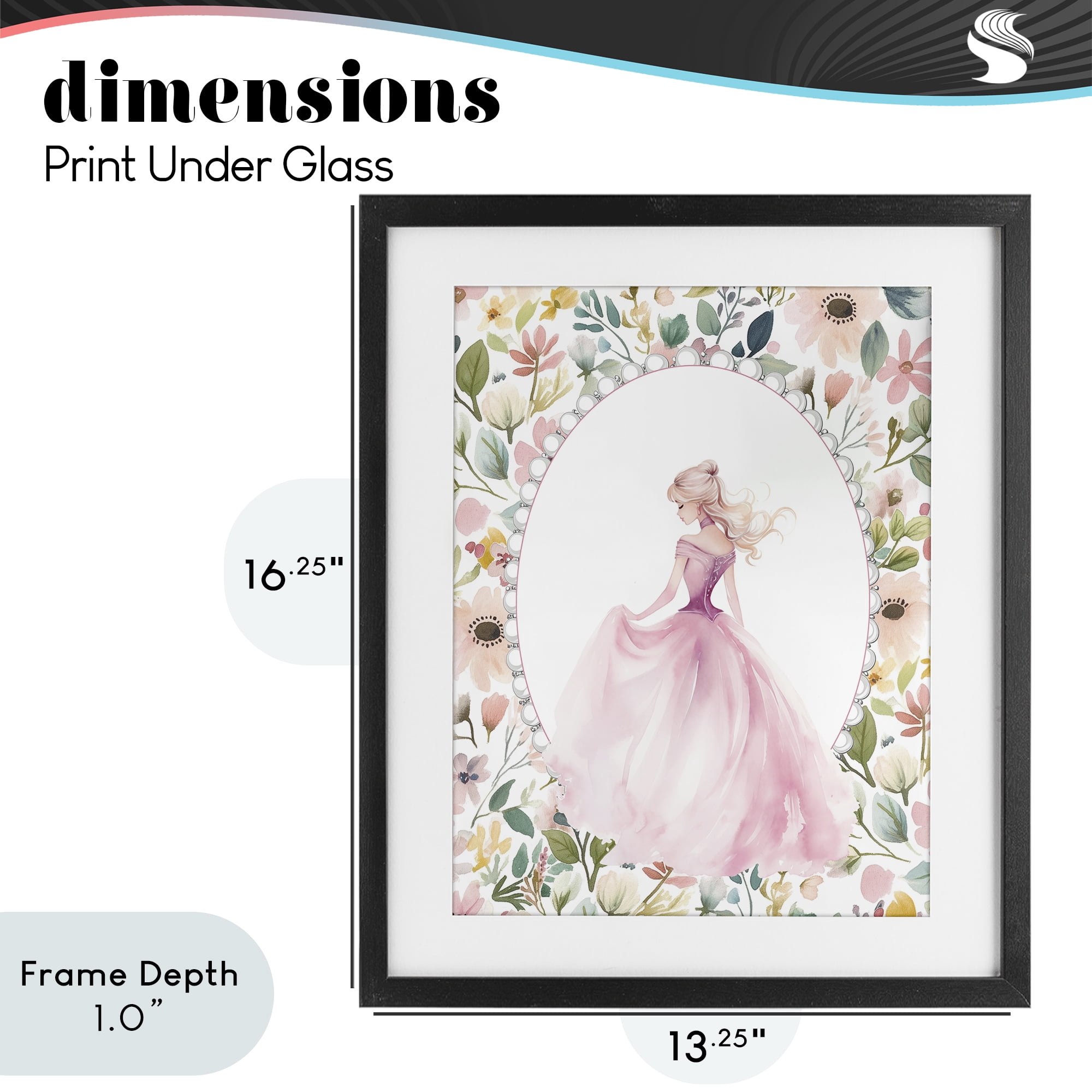Stupell Industries Graceful Princess Love Black Framed Print Under Glass, design by Christine Simpson Art
