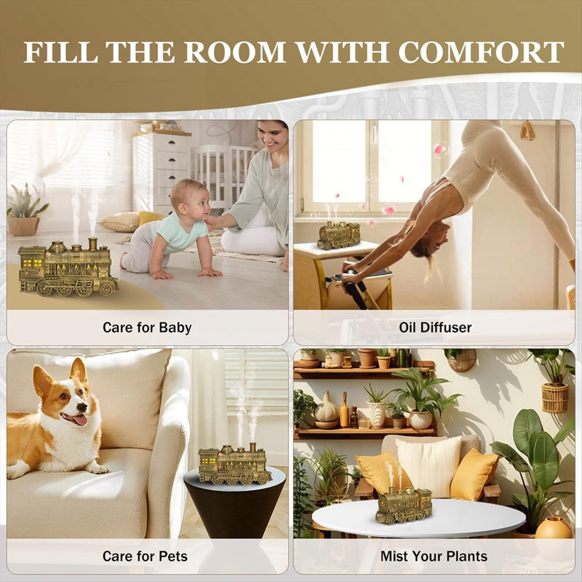 Remote Control Humidifier Train Diffusers for Essential Oils Aroma Diffuser for Bedroom Home US Plug