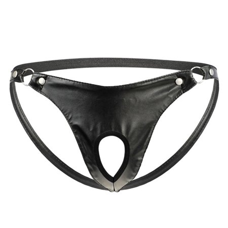 

Men\ s Sexy Underwear Artificial Leather Metal Ring Thong Jock Strap Underpants