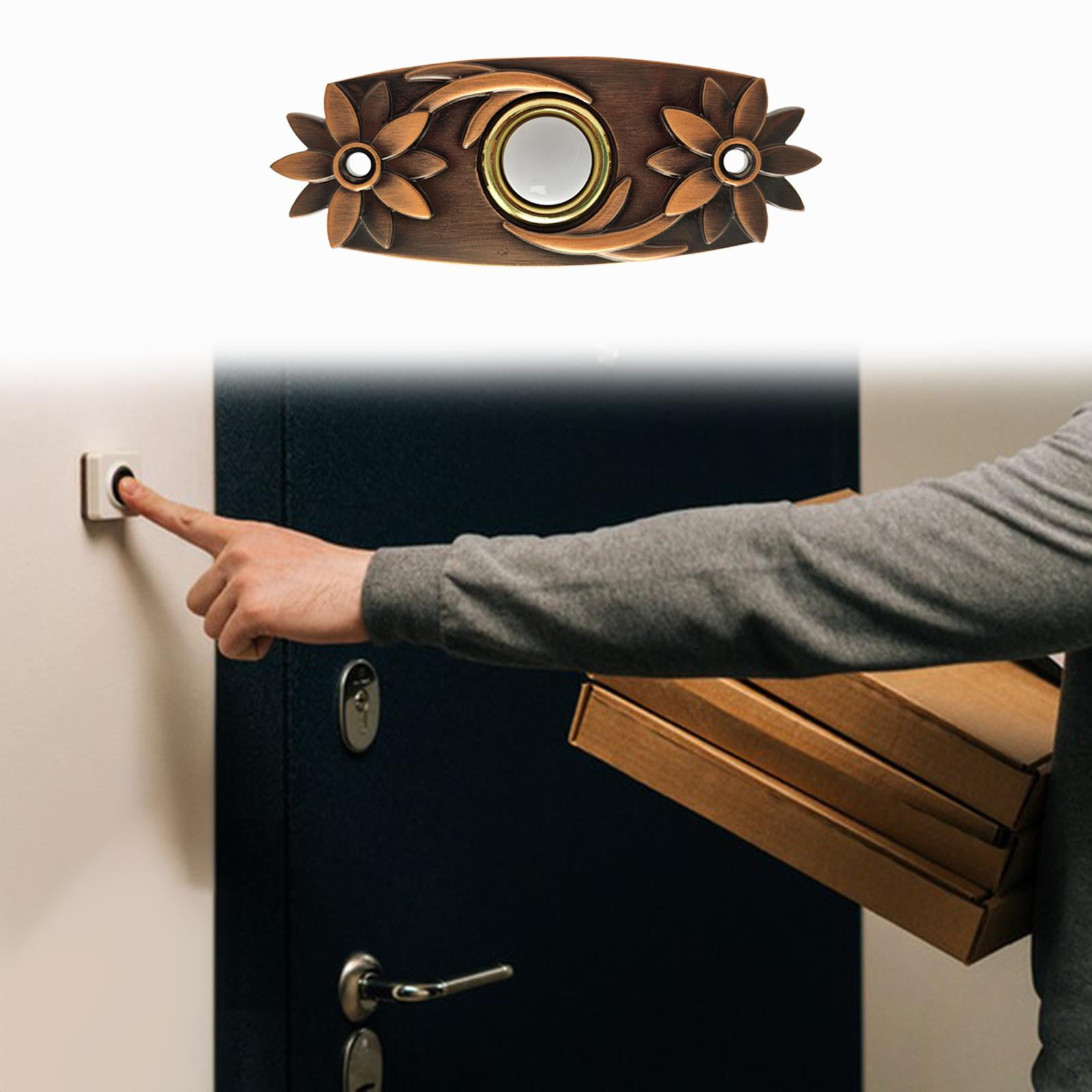 Wired Doorbell Push Button Doorbell Buttons Nighttime Visibility LED Light Brass Heavy Duty for Front Door Home Hotel